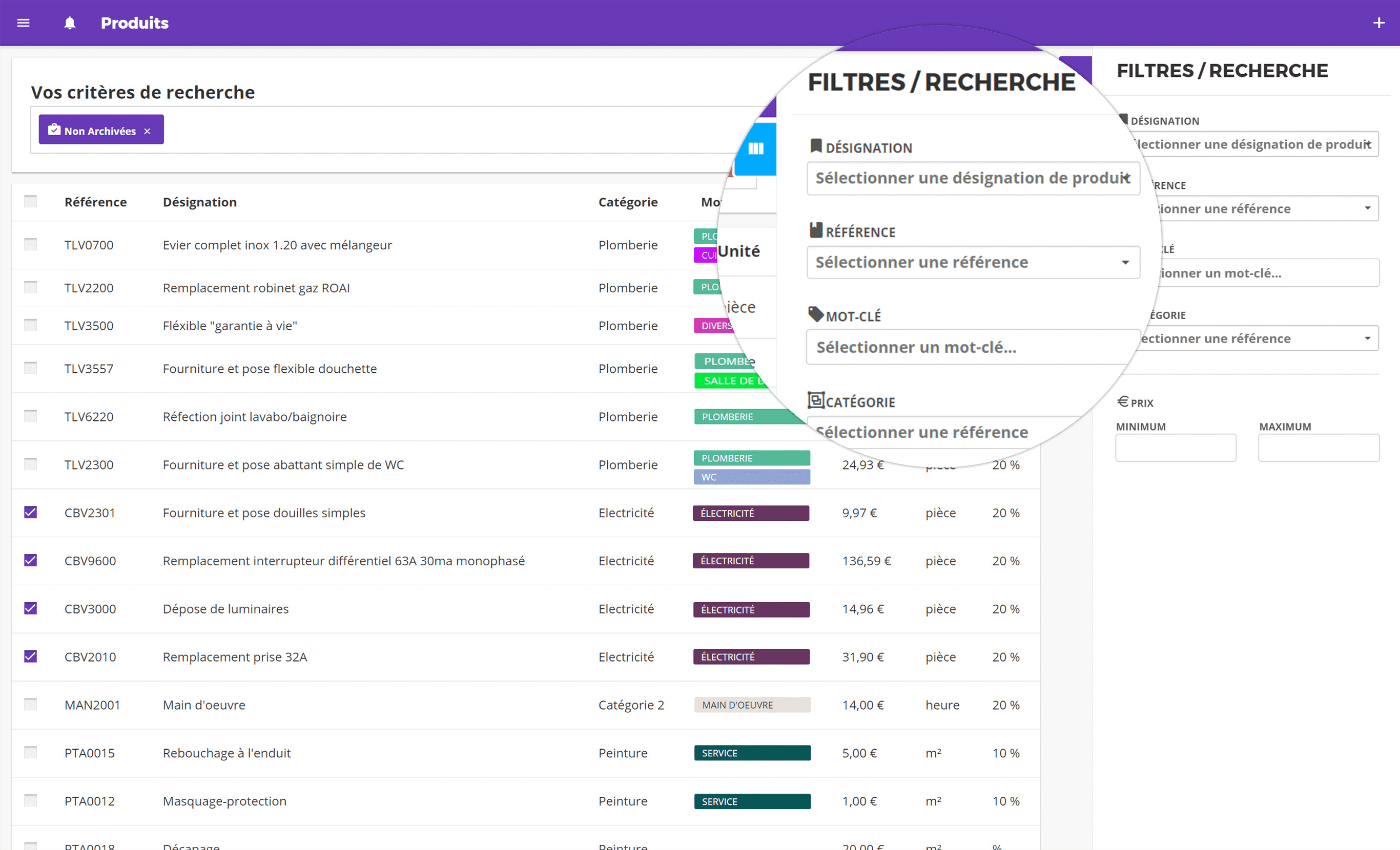 Historique des affaires et interventions liées à un contact