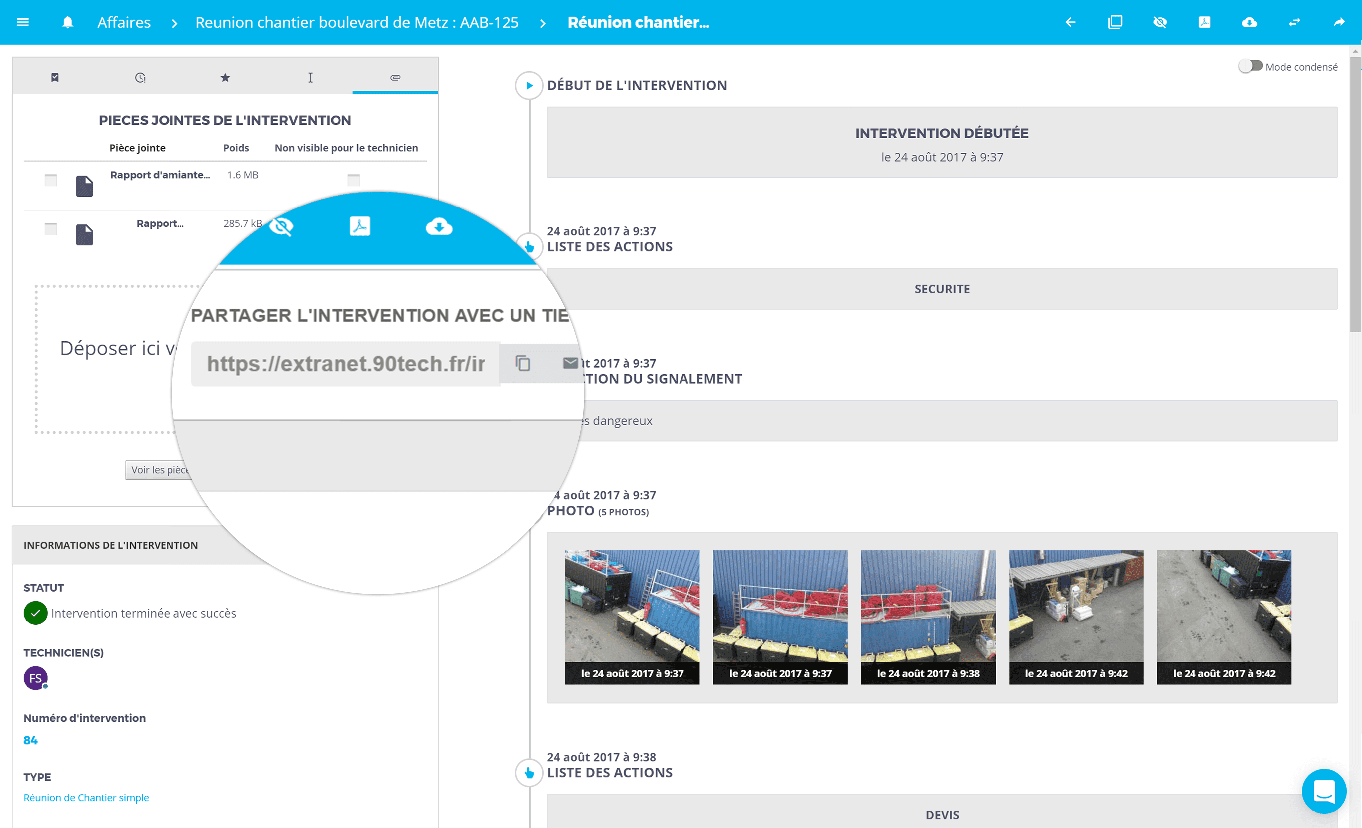 Partage des rapports d'interventions avec lien extranet avec SOLITECH