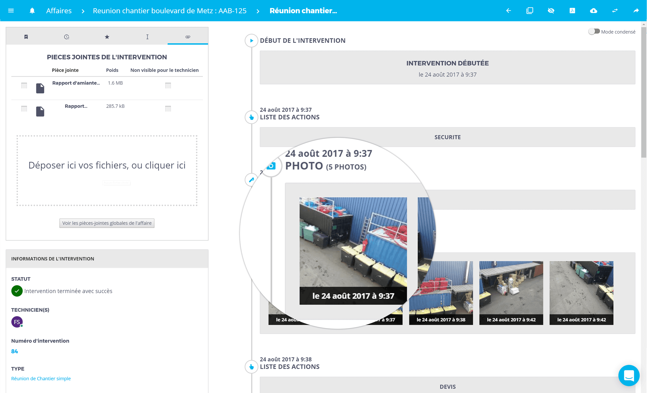 Export des photos d'interventions sur le logiciel SOLITECH